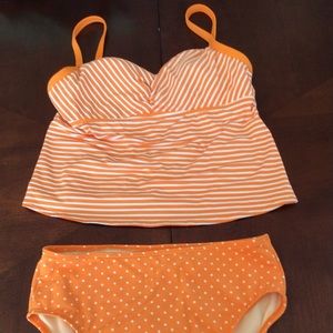 Tankini, orange and white